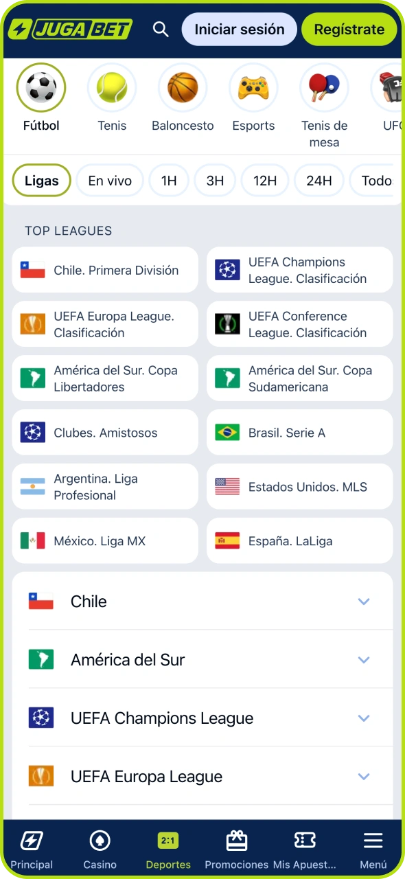 Realiza tus apuestas deportivas en la aplicación Jugabet.